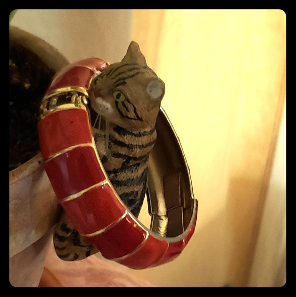 Red enamel bangle bracelet